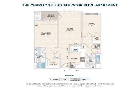 Floor plan for 2 beds, 2 baths, 1100 sqft